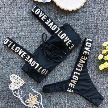 Female Swimsuit Two-pieces Bikini set Lace Up Love
